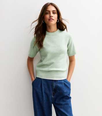 Mint Green Short Sleeve Midweight Knit T-Shirt