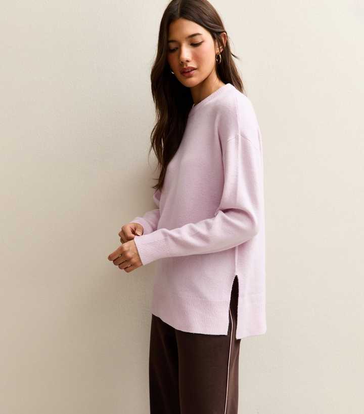Pink Knitted Side Split Jumper