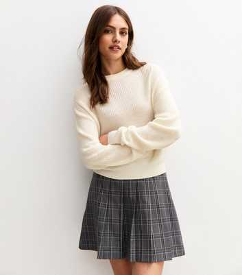 Off White Ribbed Crew Neck Knit Jumper