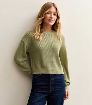Light Green Ribbed Crew Neck Knit Jumper