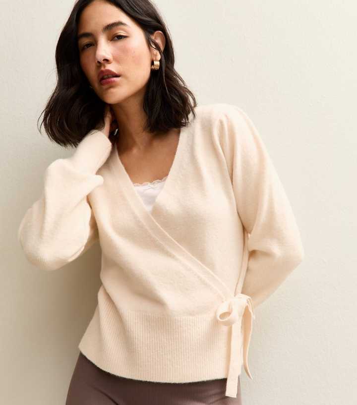 Cream Puff Sleeve Wrap Jumper