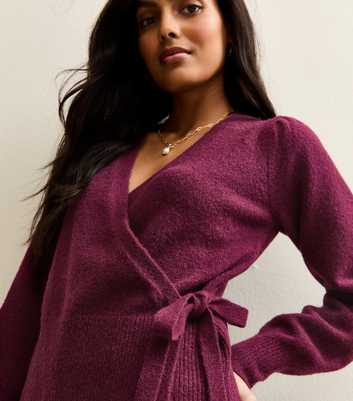 Purple Puff Sleeve Wrap Jumper