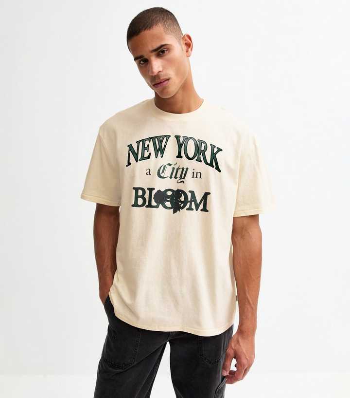 Only & Sons Off White New York Print Oversized T-Shirt