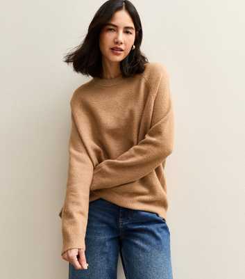 Camel Crew Neck Midweight Knit Jumper
