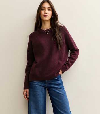 Burgundy Crew Neck Midweight Knit Jumper