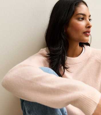 Pink Crew Neck Midweight Knit Jumper