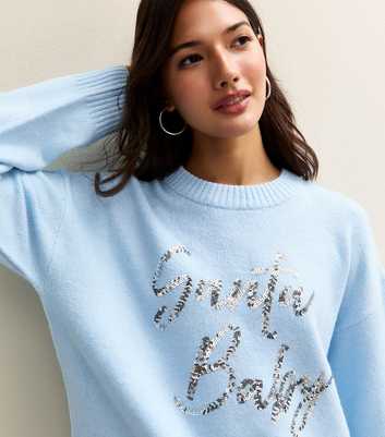 Blue Christmas Sequin Santa Baby Jumper