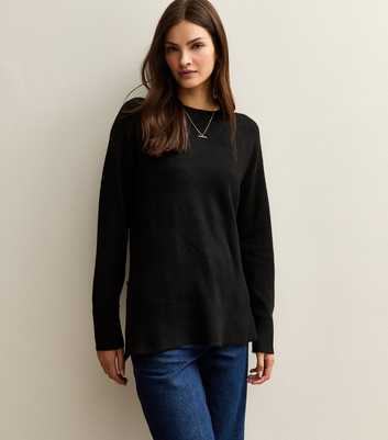 Tall Black Knit Side Split Jumper