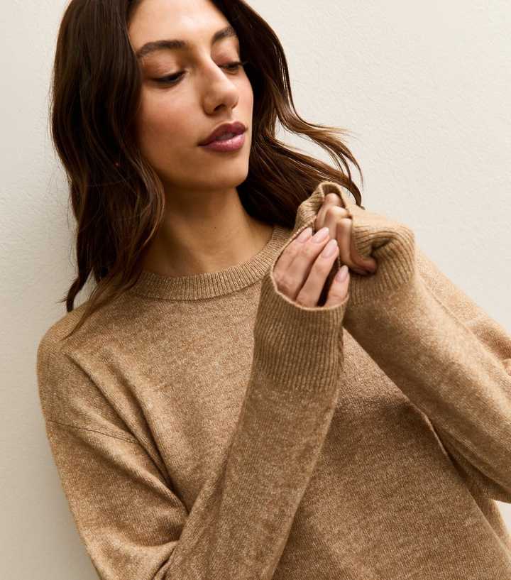 Tall Camel Knit Side Split Jumper