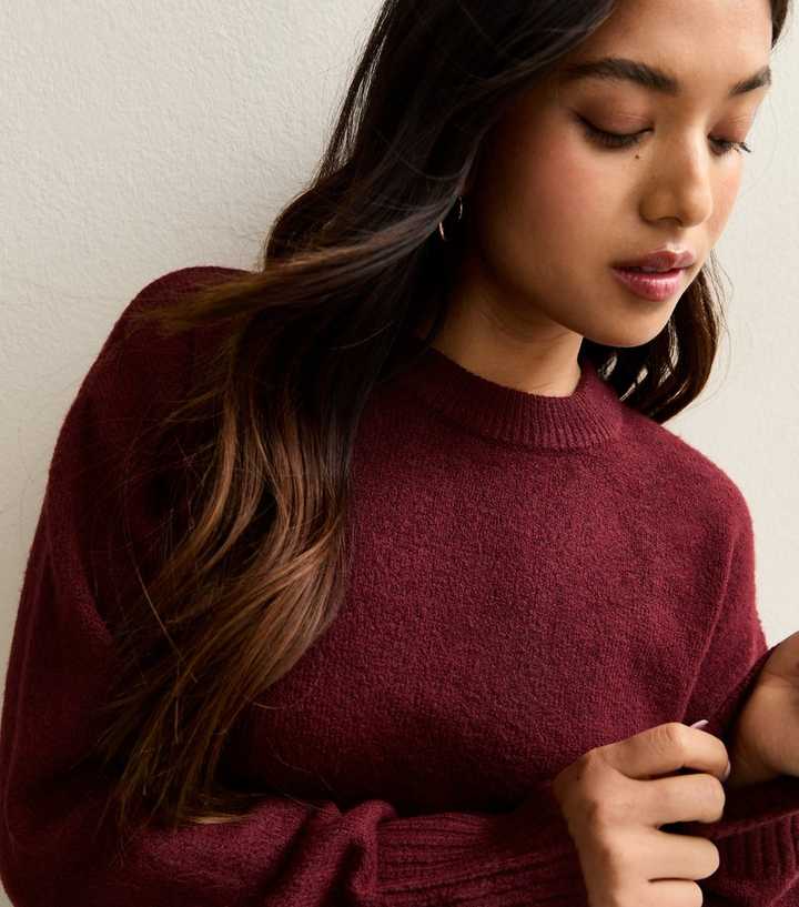 Petite Dark Red Midweight Knit Jumper