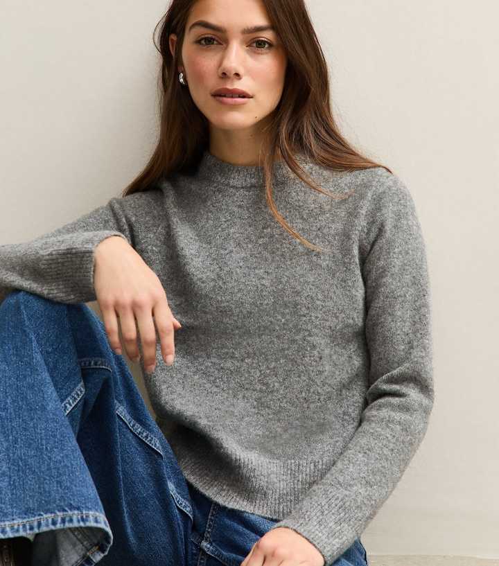 Petite Mid Grey Knit Crew Neck Jumper