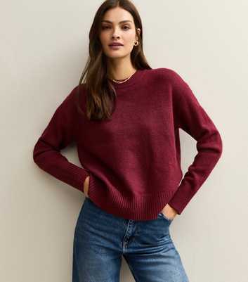 Tall Dark Red Midweight Crew Neck Jumper