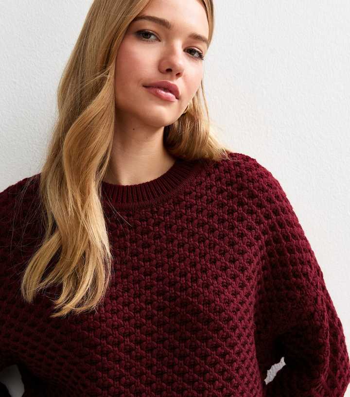 Burgundy Stitch Knit Jumper