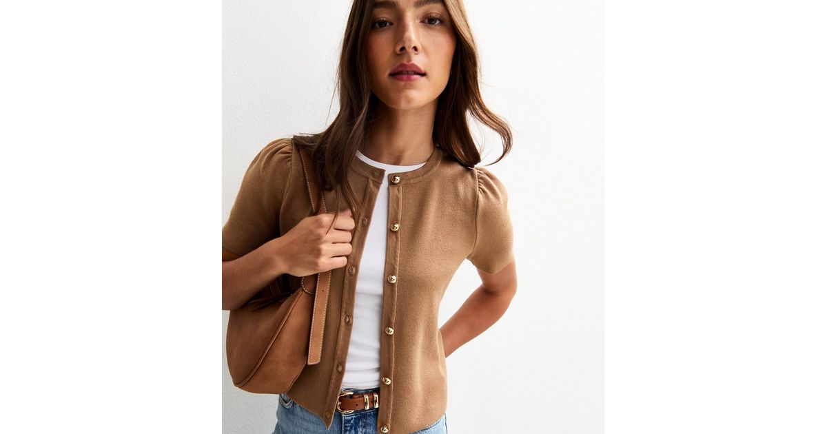Crew Neck Short Sleeve Cardi - Canvas