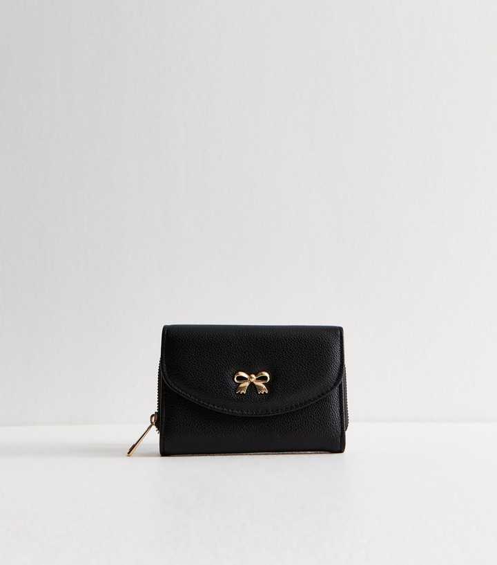 Black Faux Leather Bow Purse