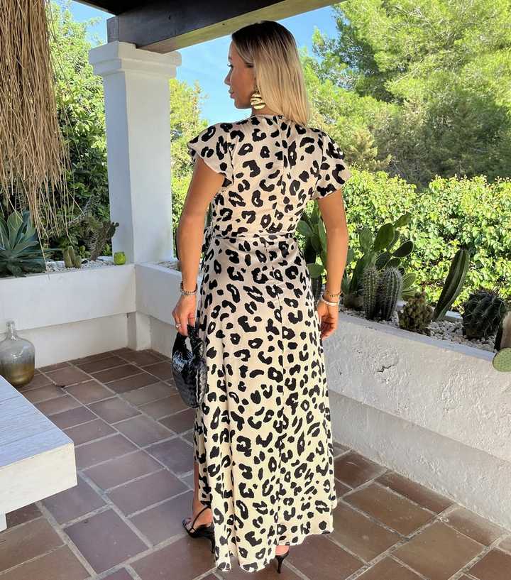 AX Paris Cream Leopard Print Midi Wrap Dress | New Look AX Paris Cream Leopard Print Midi Wrap Dress | New Look