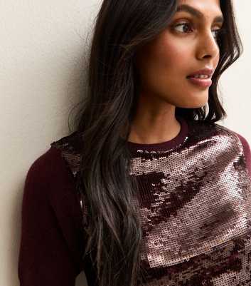 Burgundy Sequin Embellished Top