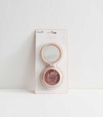 Pink Hair Brush and Mirror Compact