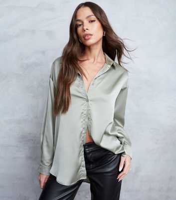 WKNDGIRL Mint Green Satin Shirt