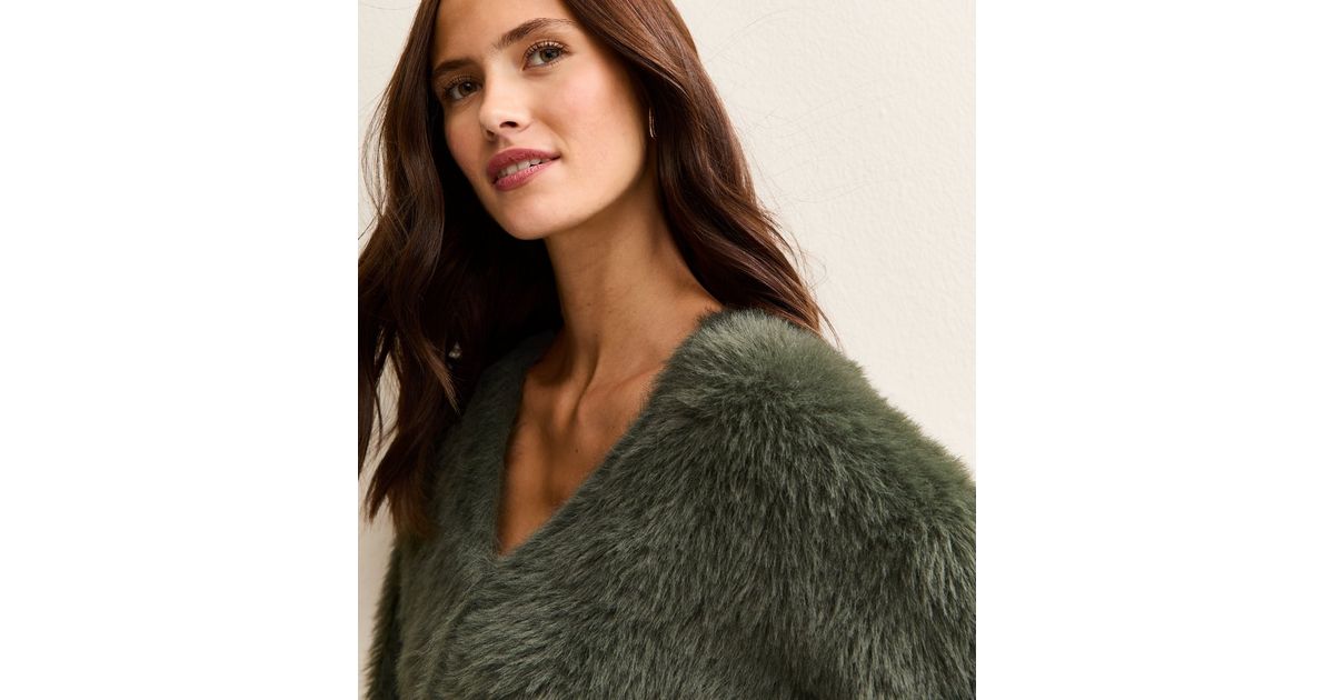 Light Khaki Super Fluffy Button Up Cardigan | New Look