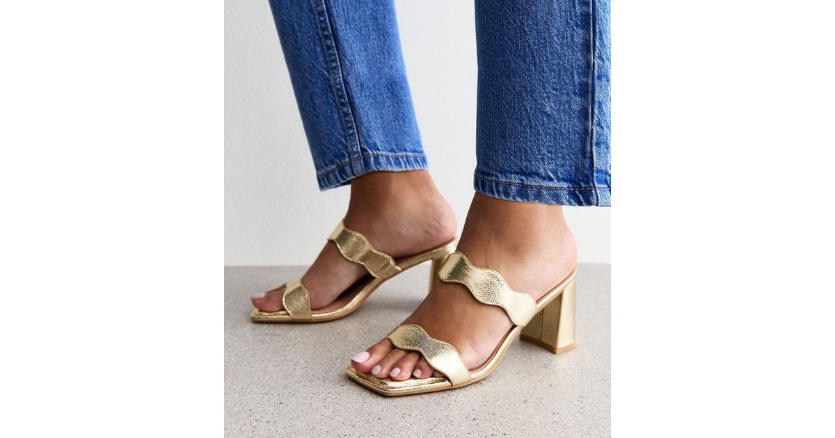 dad sandals gold metalic lambskin mules main image 0