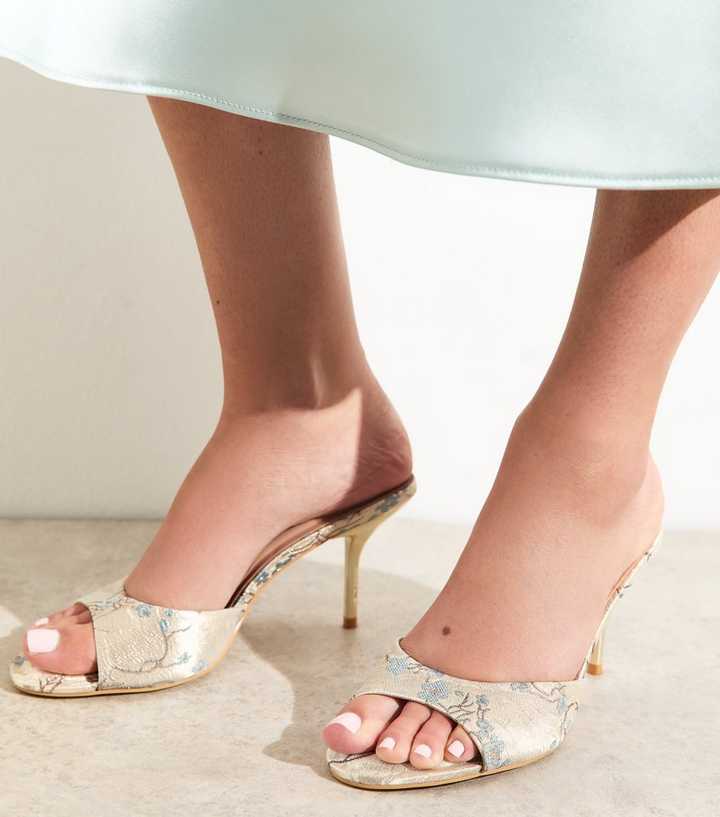 Multicoloured Embroidered Stiletto Heel Mules