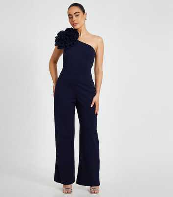 QUIZ Petie Navy Oversized Wide Leg Jumpsuit
