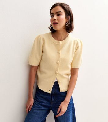 Knitwear Short Sleeve Light Weight Cardigan Light Yellow
