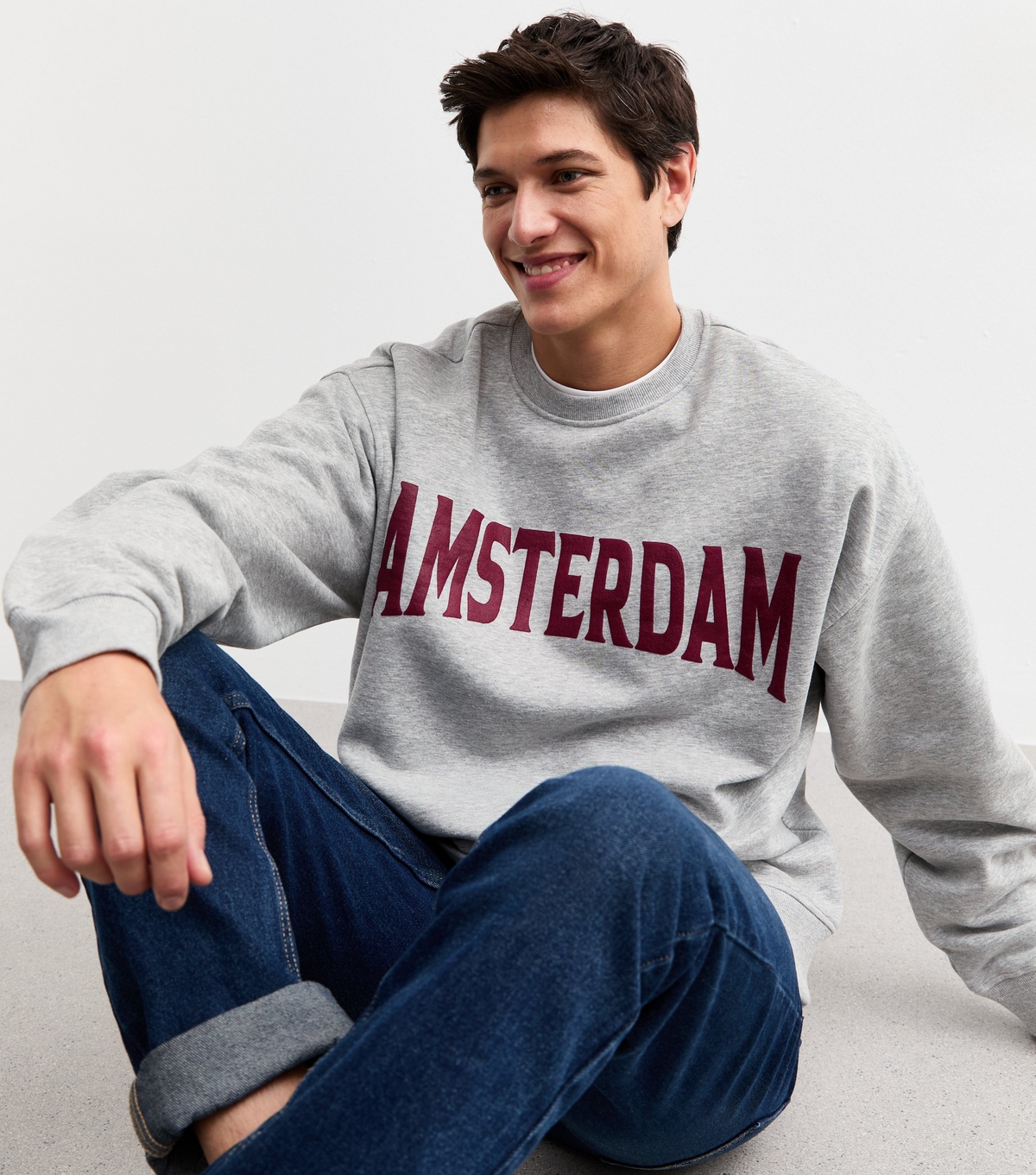 Men's Grey Oversized Amsterdam Print Sweatshirt New Look