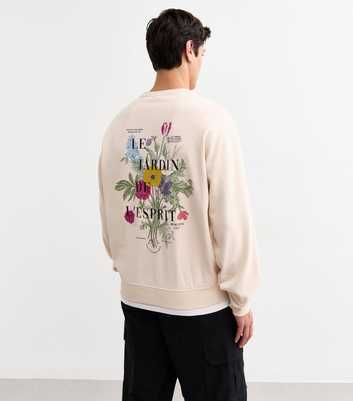 Off White Oversized Floral Print Sweatshirt