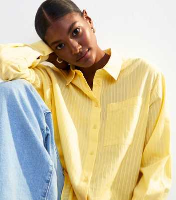 Bright Yellow Cotton Stripe Print Long Sleeve Shirt