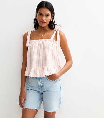 Pink Striped Tie Strap Top
