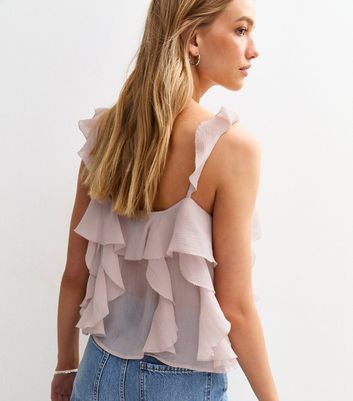 Lilac Chiffon Frill Trim Cami Top | New Look
