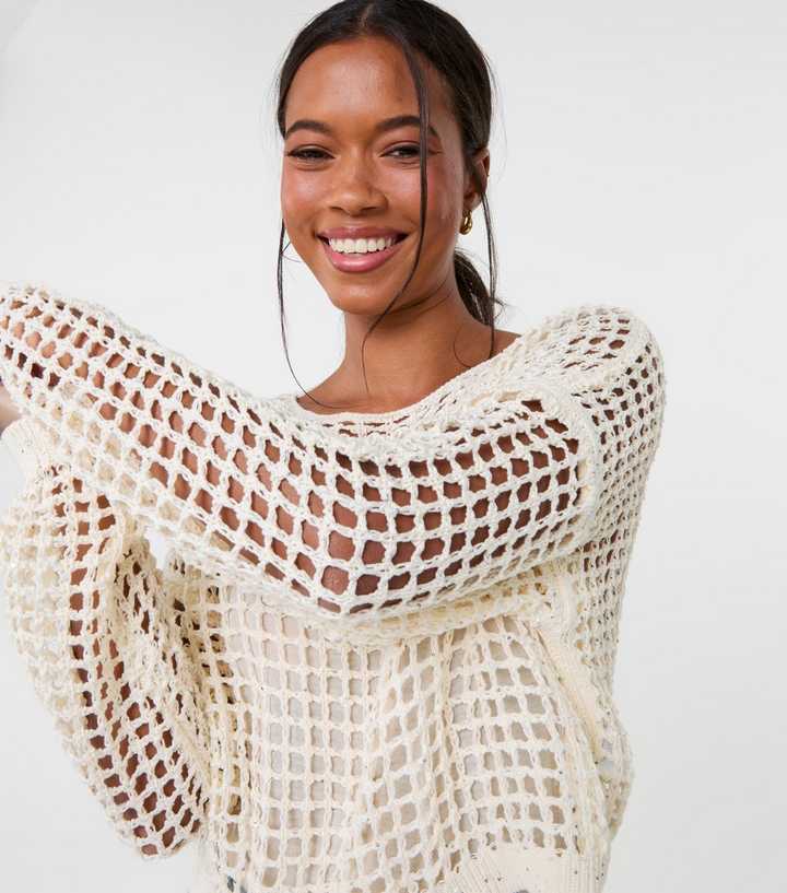 Pink Vanilla Stone Sequin Crochet Jumper