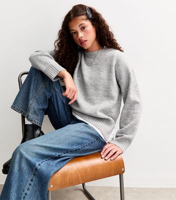 Girls Grey Crew Neck Jumper