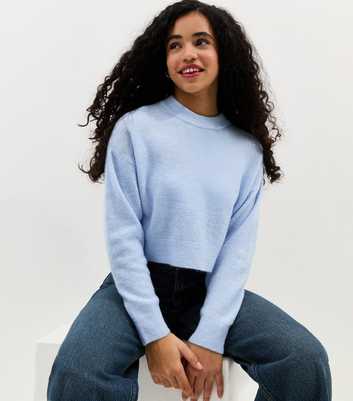 Girls Light Blue Crew Neck Jumper