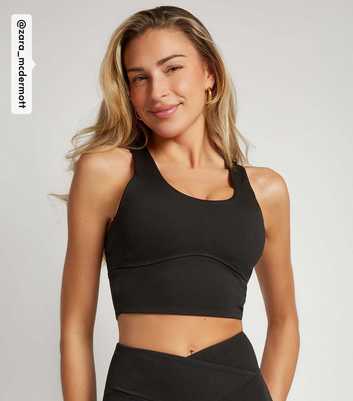 Rise by Zara McDermott Black Stretch Scoop Neck Sports Crop Top