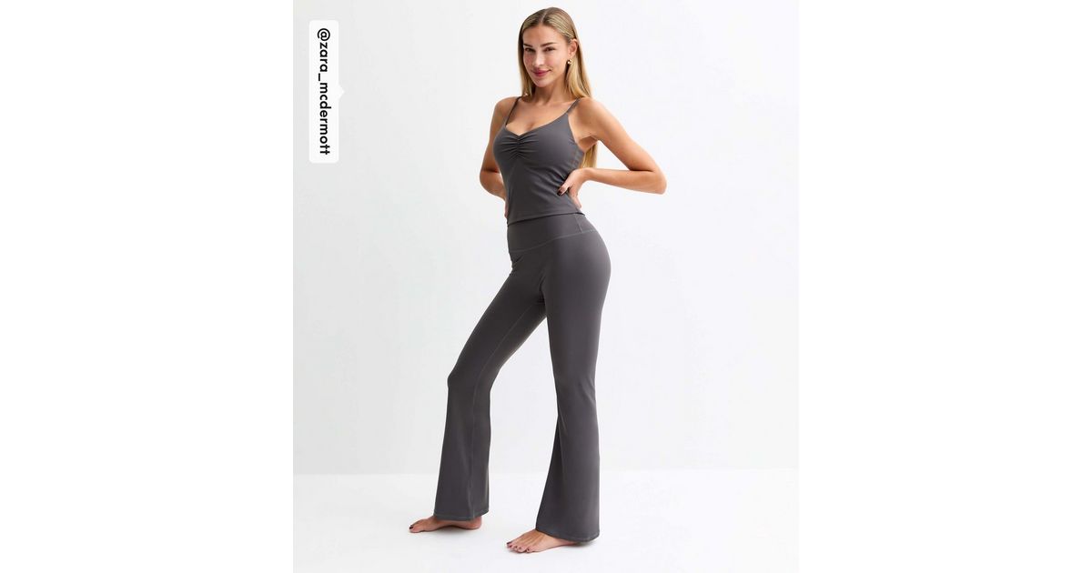 Flared Faux Suede Leggings Zara Rise By Zara McDermott Dark Grey