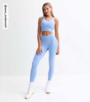 Rise by Zara McDermott Light Blue Stretch Crossover Waist Leggings