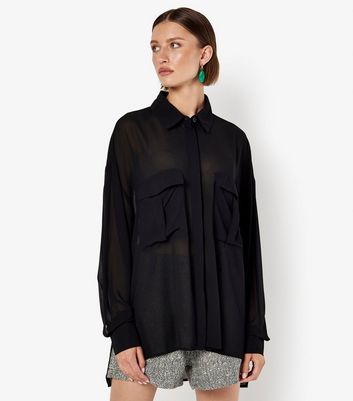 Oversized chiffon shirt on sale