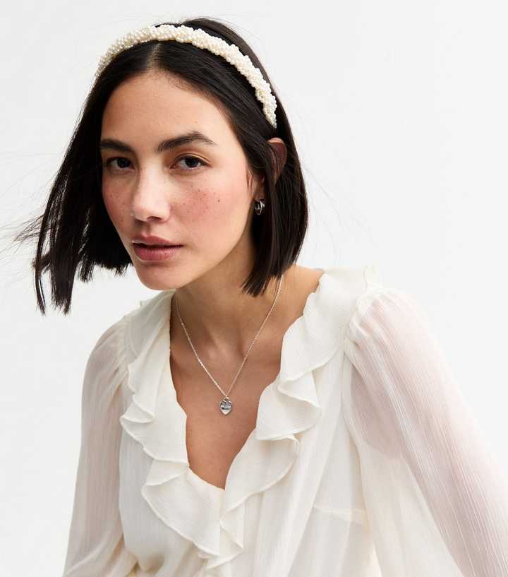 Cream Plaited Faux Pearl Headband