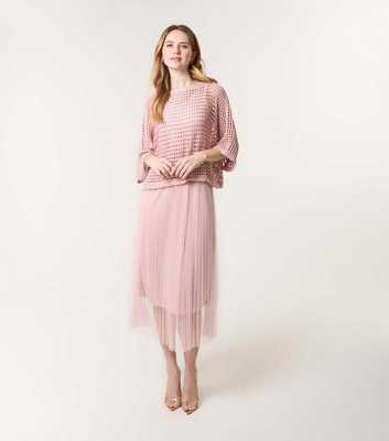 Blue Vanilla Pink Crochet Pleated Dress