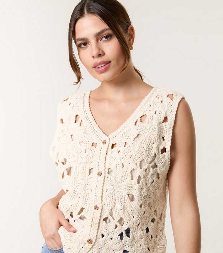 Blue Vanilla Stone Crochet Waistcoat