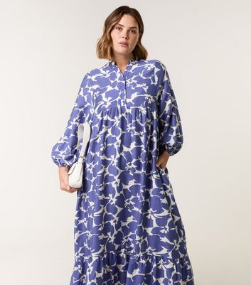 Blue Vanilla Curve Blue Floral Print Maxi Dress | New Look