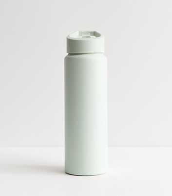 Green Pop Lid Straw Metal Water Bottle