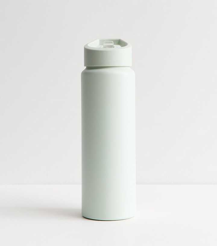 Green Pop Lid Straw Metal Water Bottle