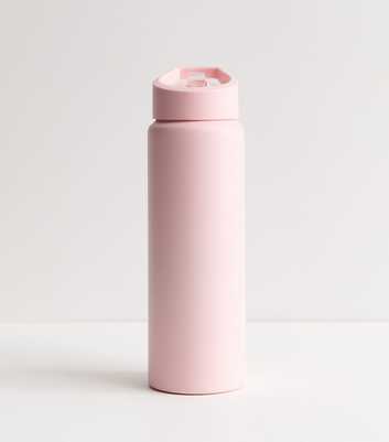 Pink Pop Lid Straw Metal Water Bottle