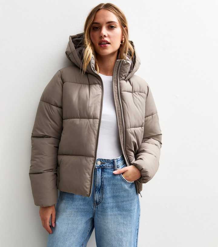 Mink Hooded Cropped Puffer Jacket