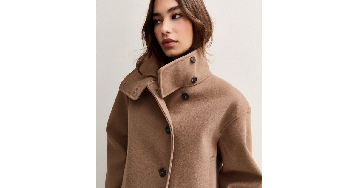 Mink Funnel Neck Button Front Jacket | New Look