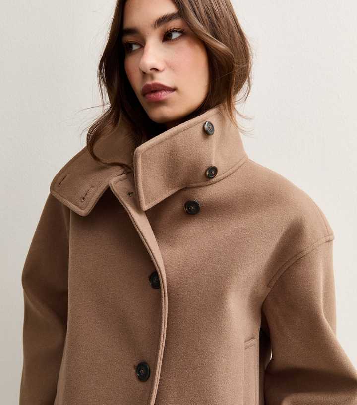 Mink Funnel Neck Button Front Jacket